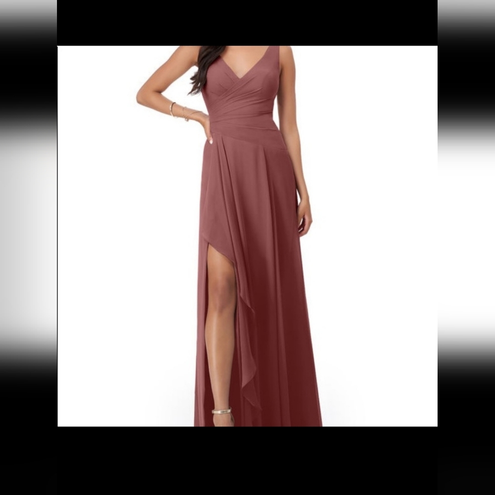 Azazie Kori Brand bridesmaid dress size A4 in desert rose